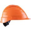 Safety Helmet With 6 Point Harness, Orange, ABS, Vented, Reduced Peak, Includes Side Slots thumbnail-1