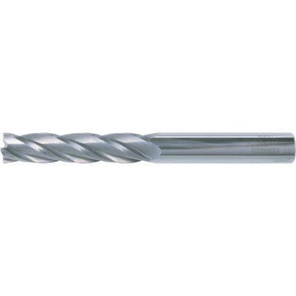 End Mill, Long, 8mm, Plain Round Shank, 4fl, Carbide, Uncoated