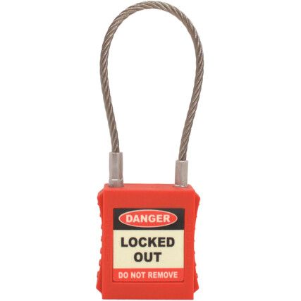 Lockout Keyed Padlock, Keyed Different, Nylon, Red,  , Weatherproof