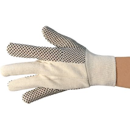 General Handling Gloves, Black/White, PVC Coating, Cotton Liner, Size 8
