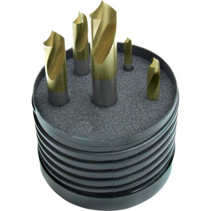 Spot Drill Set, 4mm to 12mm, TiN-Tipped, Set of 5
