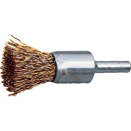 12mm Brass, Crimped Wire Flat End De-carbonising Brush - 30SWG