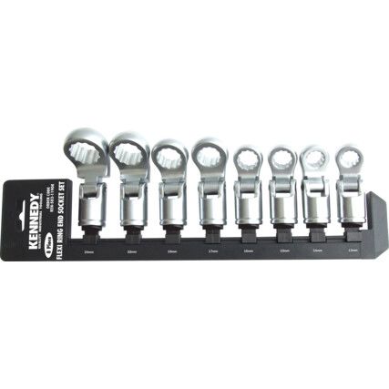 1/2in. Flexi-Ring End Sockets Set, Metric, Set of 8