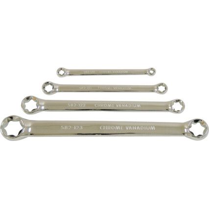 Torx, Ring Spanner Set, E6 - E24, Set of 4, Chrome Vanadium Steel