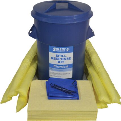 Chemical Spill Kit, 90L Absorbent Capacity Per Kit, 72 x 55 x 55cm, Circular Bin
