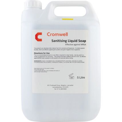 Sanitising Liquid Soaps, Effective Against MRSA, 5 Ltrs