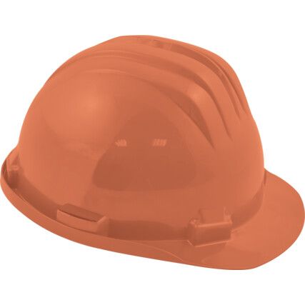 Safety Helmet, Orange, HDPE, Standard Peak, Includes Side Slots