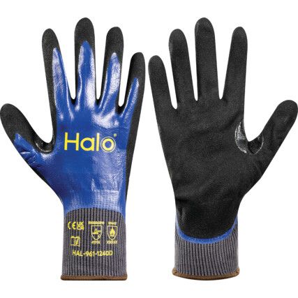 Mechanical Hazard Gloves, Black/Blue/Grey, Nylon Liner, Nitrile Coating, EN388: 2016, 4, 1, 3, 1, X, Size 11