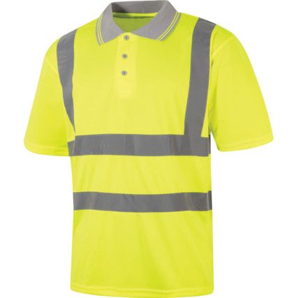 Hi-Vis Polo Shirt, Yellow, 3XL, Short Sleeve, EN20471