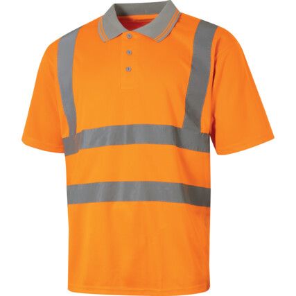 Hi-Vis Polo Shirt, Orange, Small, Short Sleeve, EN20471