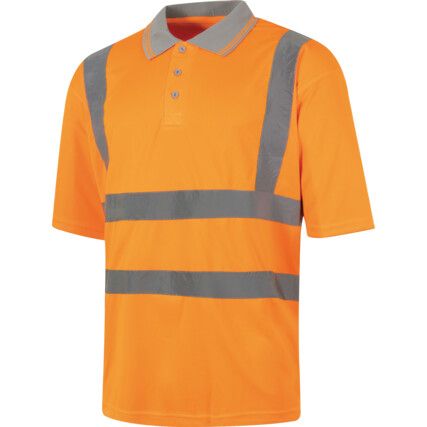 Hi-Vis Polo Shirt, Orange, Small, Short Sleeve, EN20471
