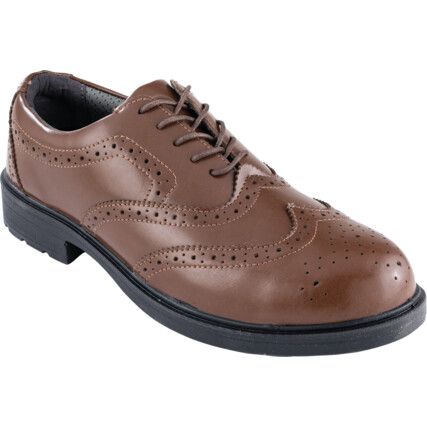 Brogue Safety Shoes, Brown, Size 6, Composite Toe Cap, S3 SRC