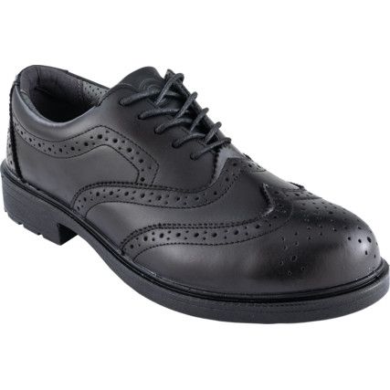 Brogue Safety Shoes, Black, Size 6, Composite Toe Cap, S3 SRC
