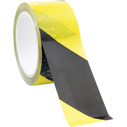 Adhesive Hazard Tape, PVC, Yellow/Black, 50mm x 33m